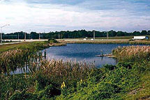 pond along roadway