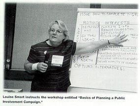 Louise Smart instructs the workshop entitled Basics of Planning a Public Involvement Campaign