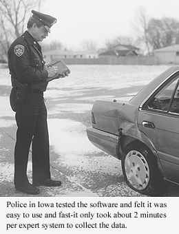 Police officer examines an accident