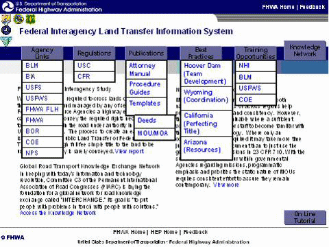 Screenshot of a proposed web portal for the Federal Interagency Land Transfer Information System. 
