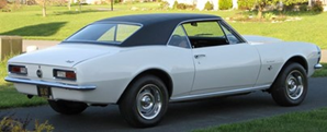 This is a photo of a 1967 white Camaro that the Maryland Division Office's Eric Savage restored.
