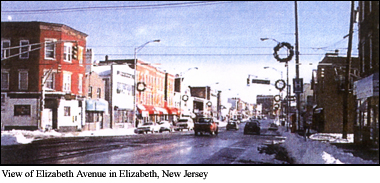 View of Elizabeth Avenue in Elizabeth, New Jersey.