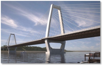 Photo of a suspension bridge. 