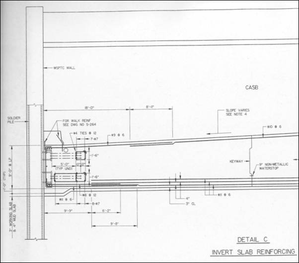 Figure 2: Detail of Floor Slab to Soldier Pile Connection - see preceding paragraph for a text explanation.