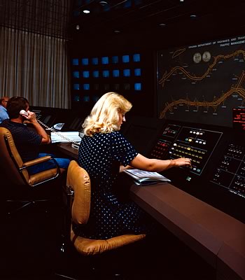 Photo showing a control panel used to monitor traffic flow.