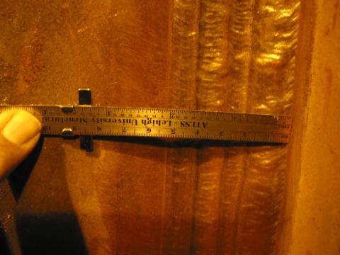 Figure 6 Pile 3 plate G showing weld passes of the cap weld