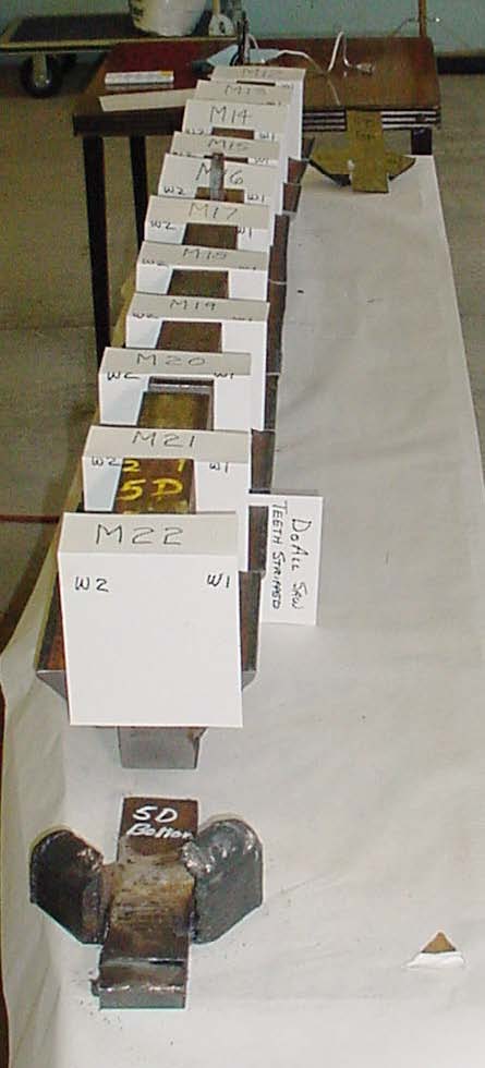 Figure 23: End and side views of weld sample 5D after saw cutting.