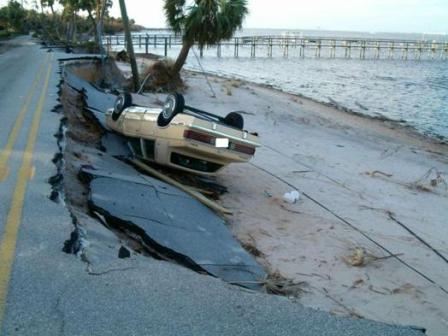 Impacted vehicle on Indian River Drive in St. Lucie County, FL, 2004.