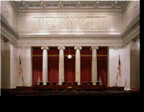 Captiuon: Photo of the interior of the empty Supreme Court room..Photograph by Franz Jantzen, Collection of the Supreme Court of the United States. Used with permission. 