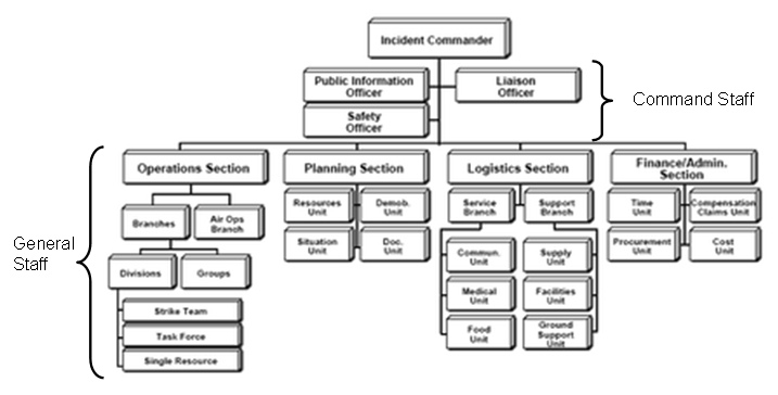 Diagram of the ICS organizational chart.