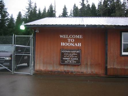 photo of a building at Hoonah airport. Welcome to Hoonah.