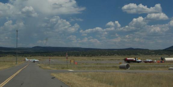 photo of a two lane road at an airport