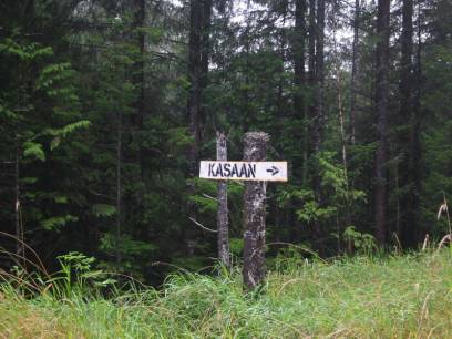 photo of a sign post pointing to Kasaan